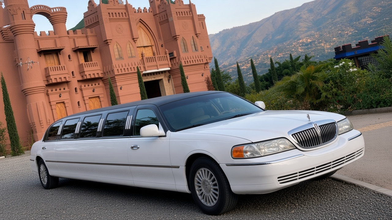 White Lincoln Town Car in Medellín
